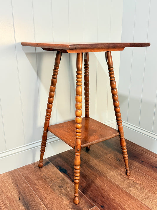 Oak Side Table With Turned Legs, Early 1900’s