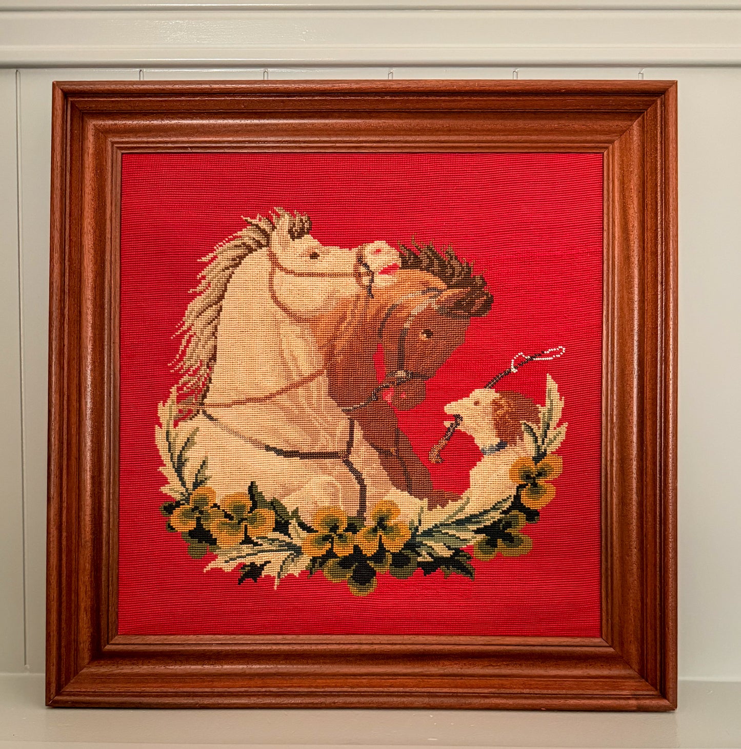 Horses & Dog Needlepoint Art